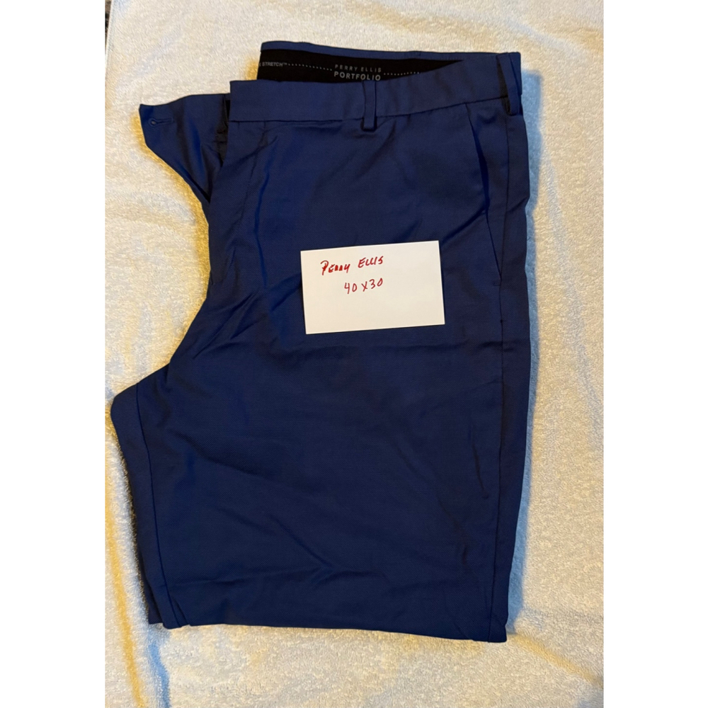 Perry Ellis Portfolio Dress Pants Navy Blue Size 40x30